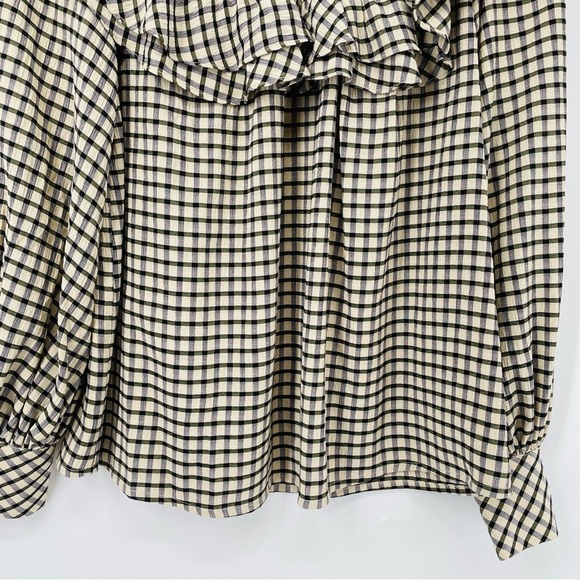 Urban Revivo Check Print Frill Detail Blouse - Sz 2 - Picture 9 of 15